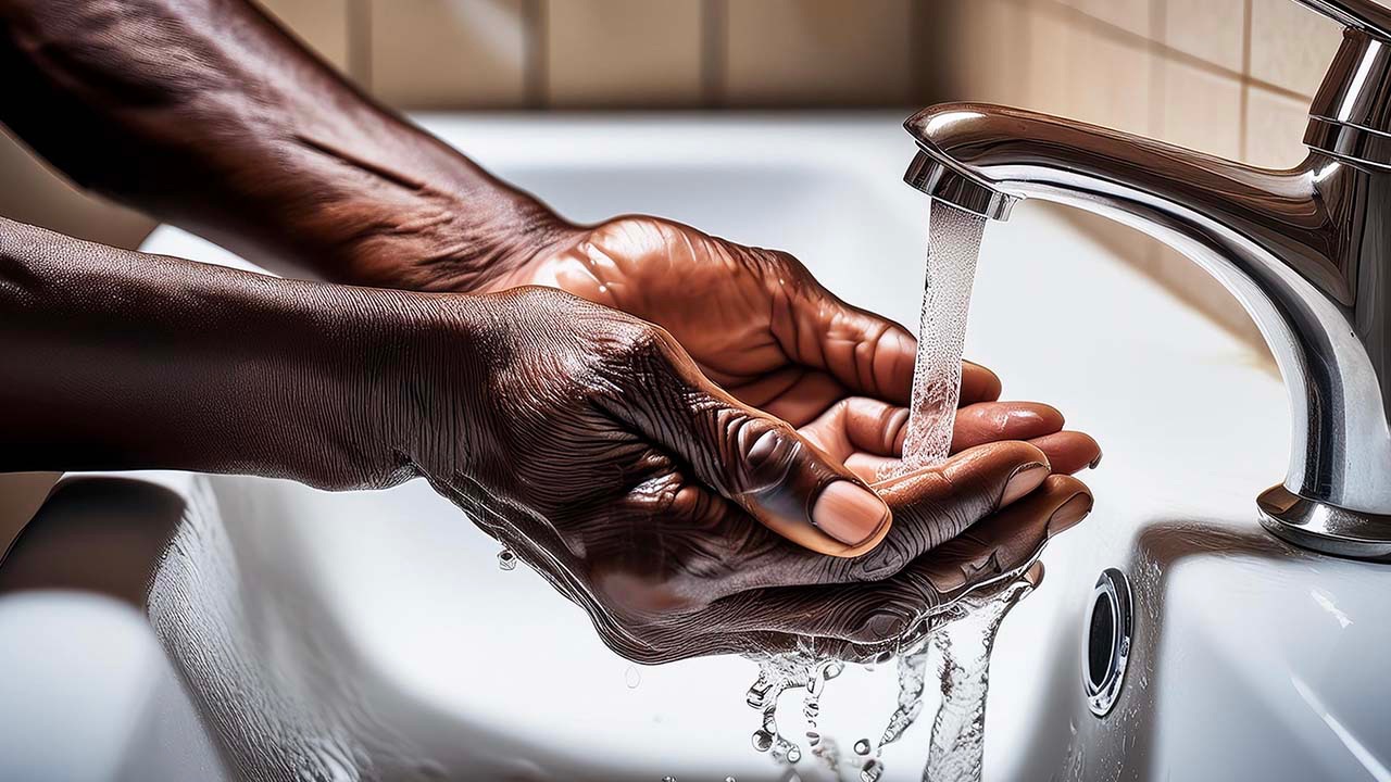 Hands being supported during washing and bathing